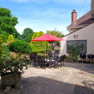 Dine outside on the large patio at Ludlow Manor House